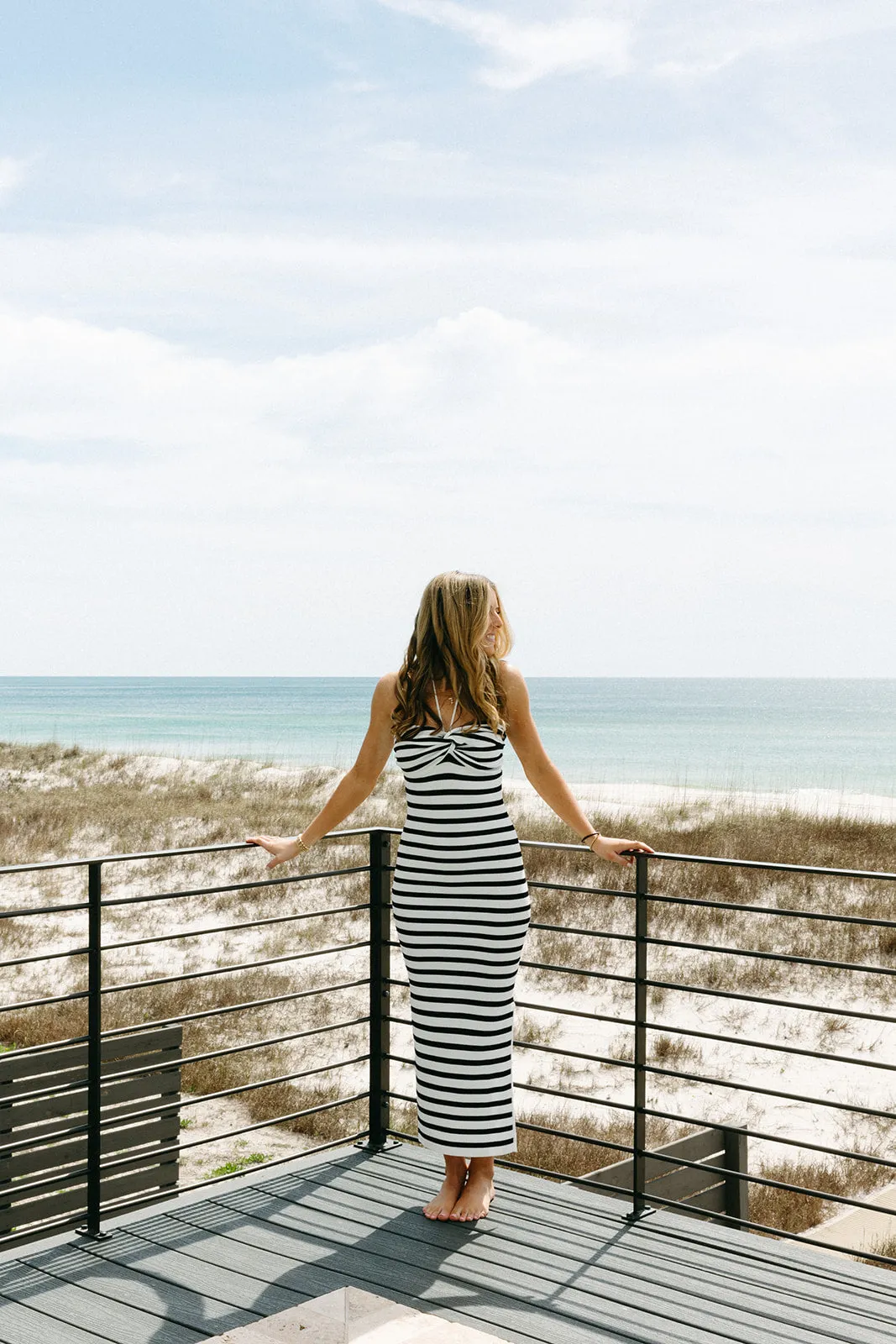 Take Chances Striped Dress -White/Black