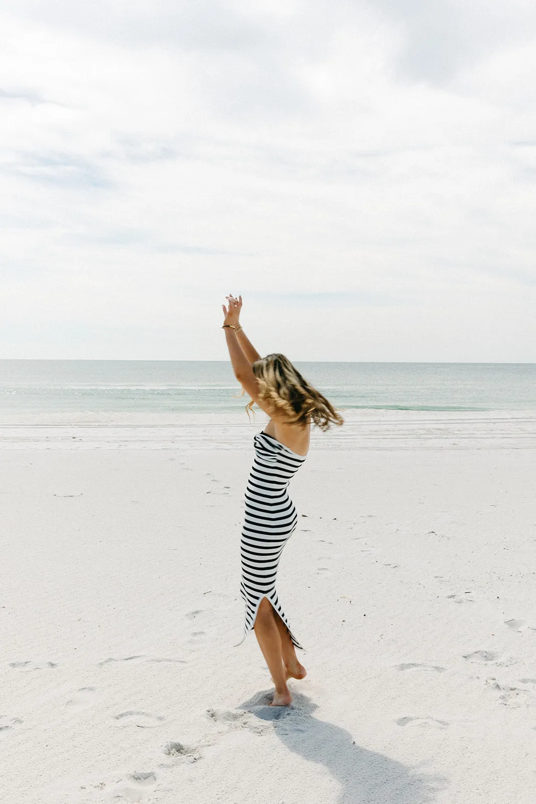 Take Chances Striped Dress -White/Black