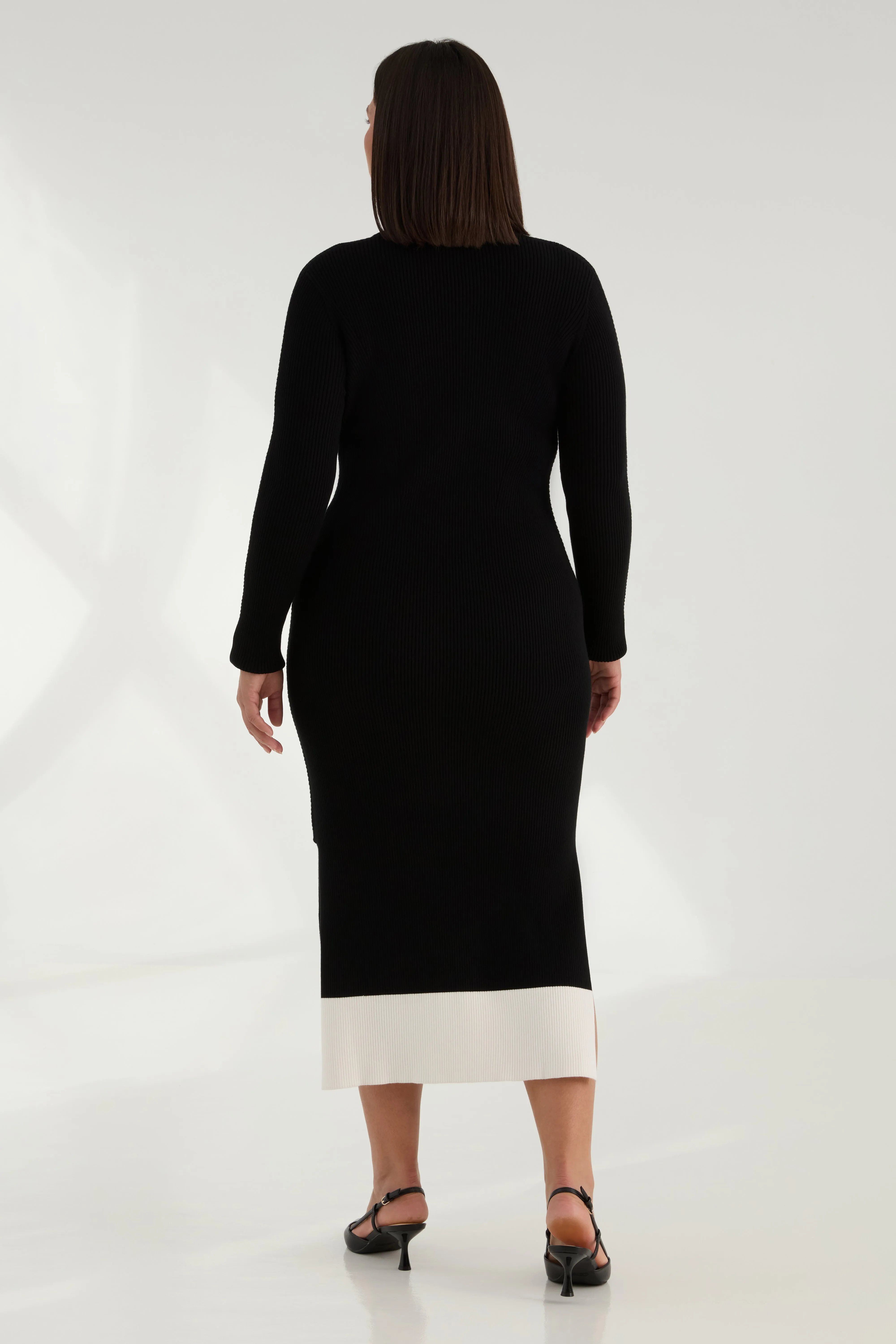 The Rib Sweater Midi Dress - Ink