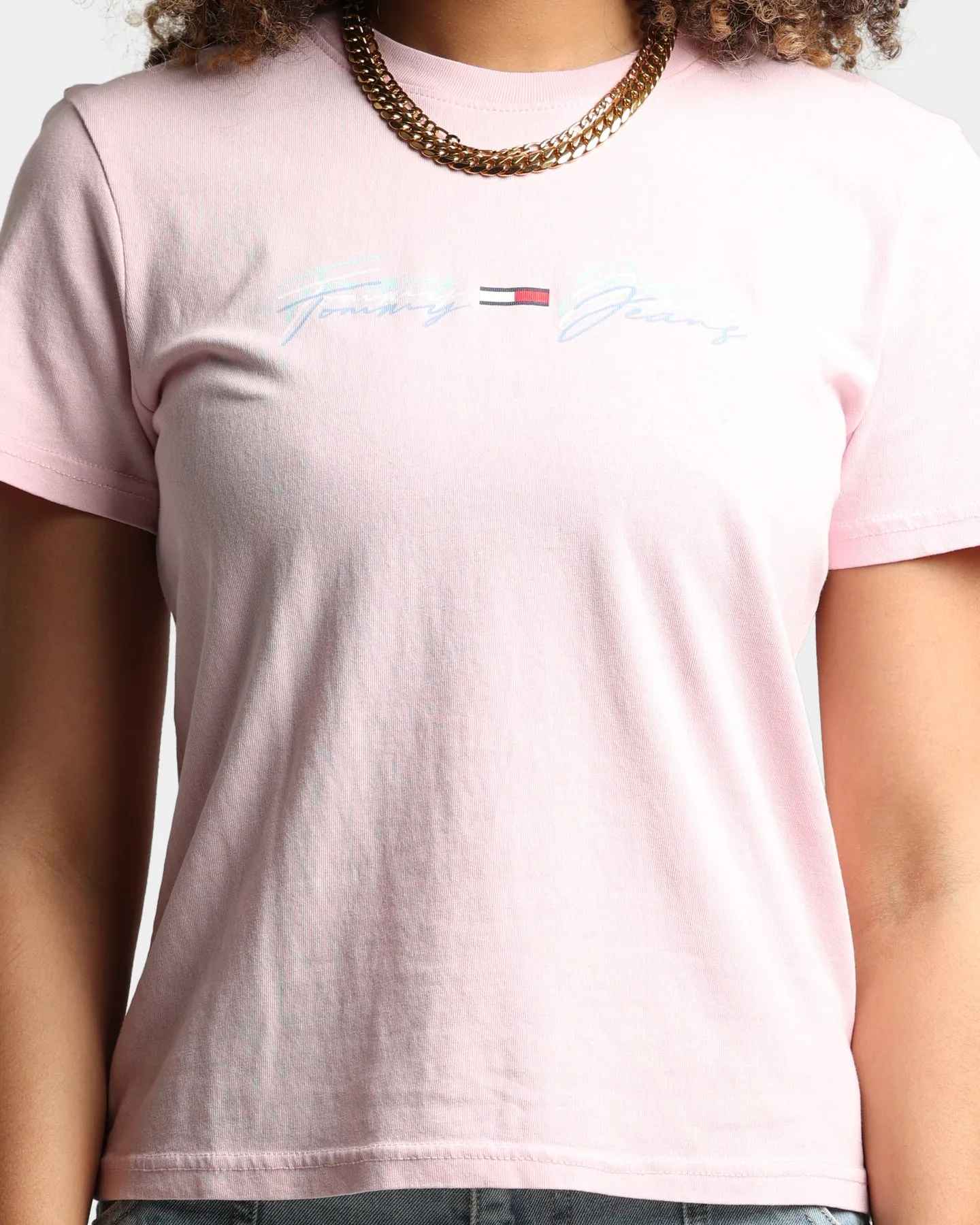 Tommy Jeans Women's Linear Logo T-Shirt Romantic Pink