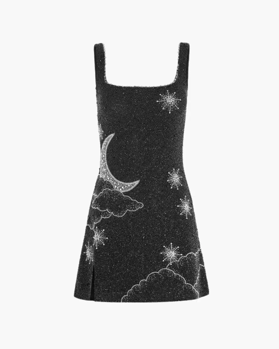 Torri – Celestial sequin motif – Strappy mini dress