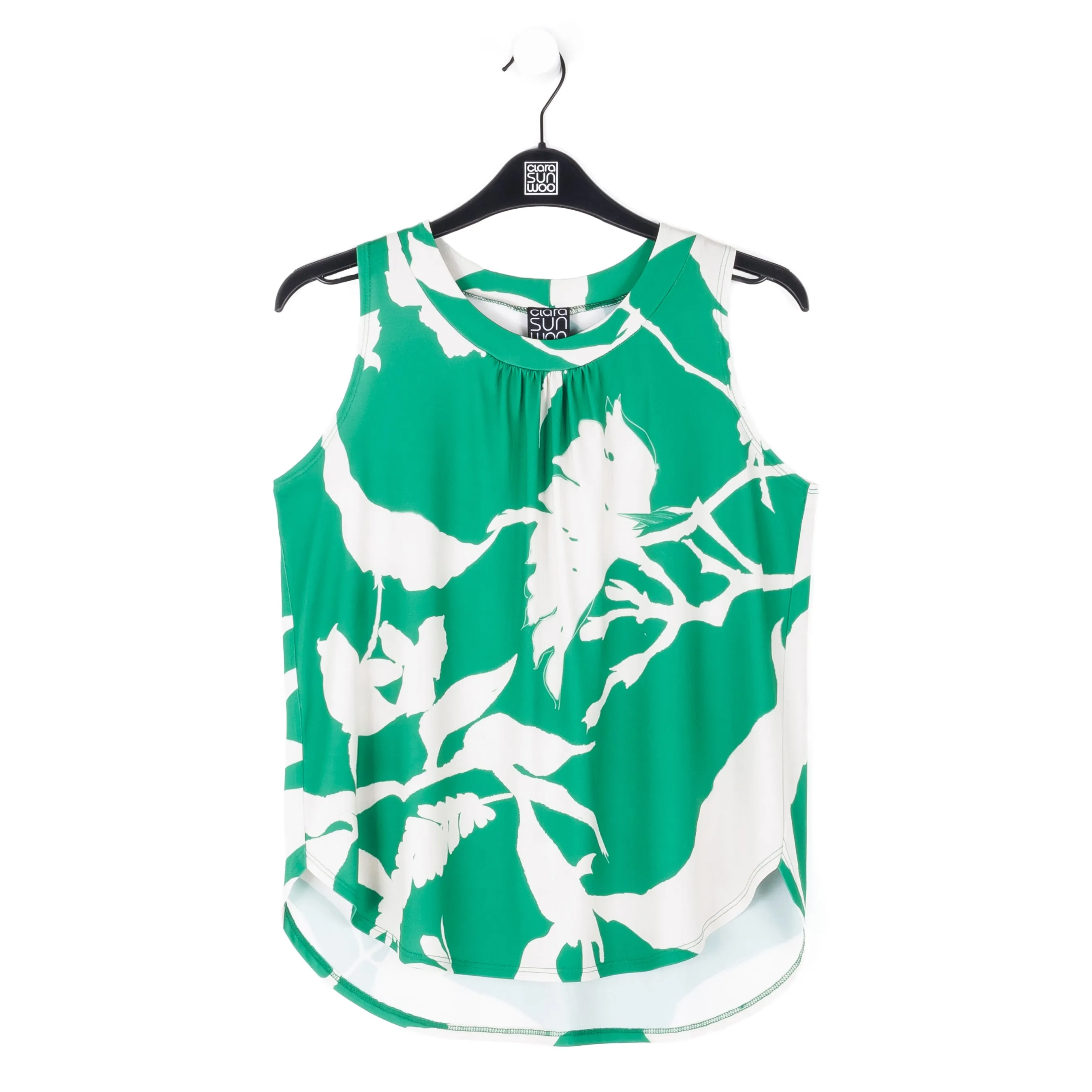 U-Neck Curved Hi-Low Tank - Floral Branch - Final Sale!