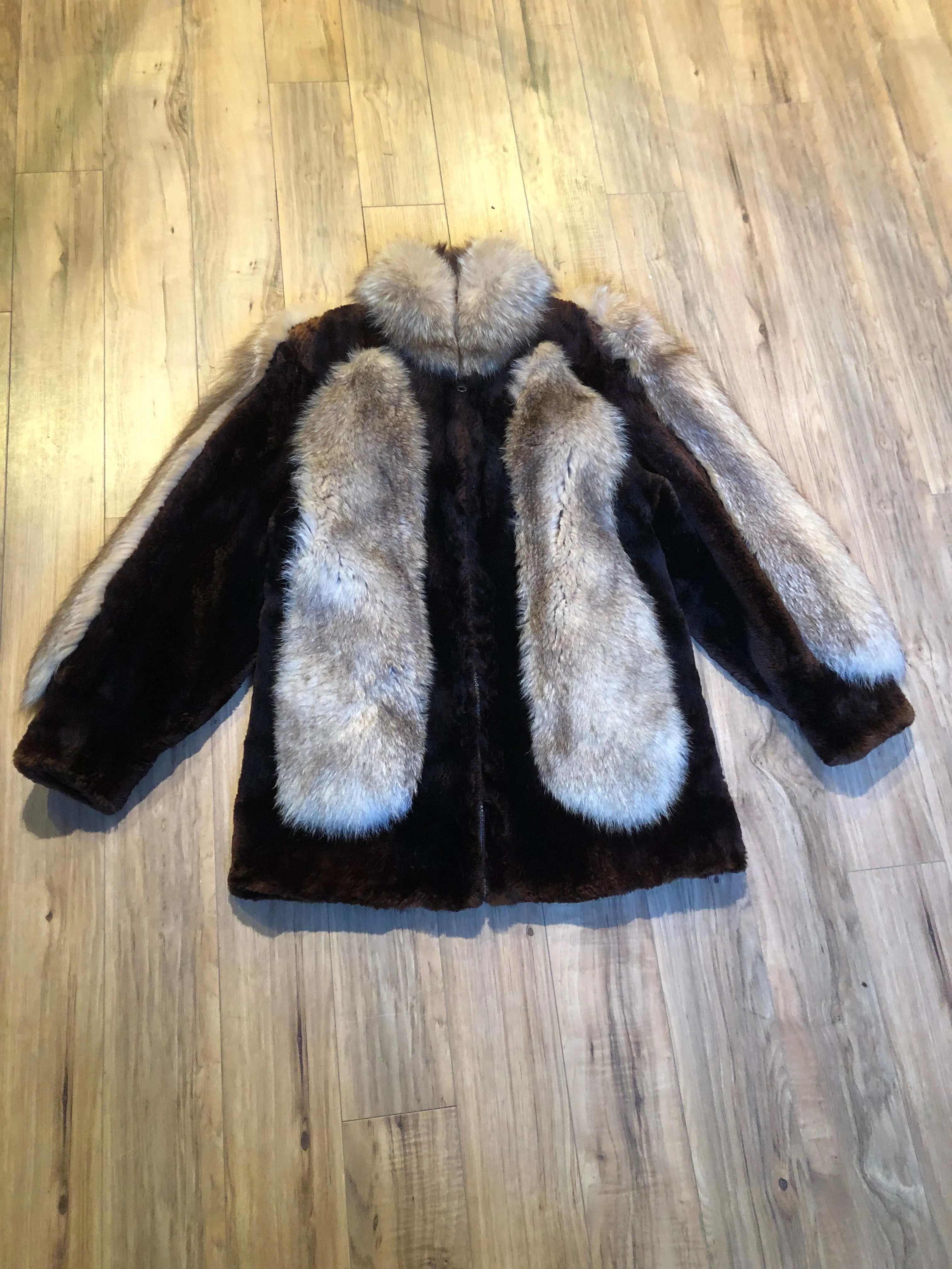 Vintage Brown and Blonde Fur Coat, Chest 40”