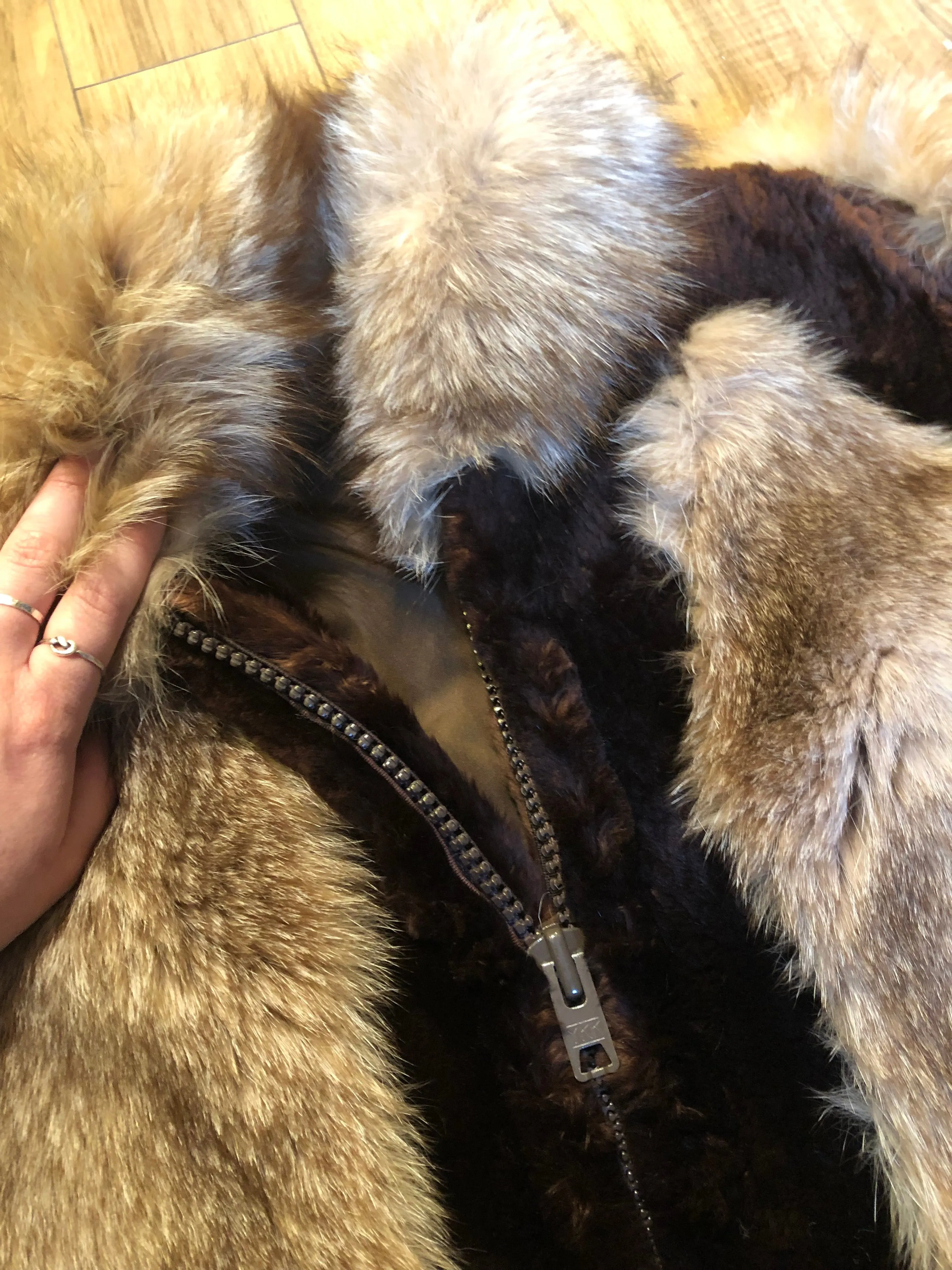 Vintage Brown and Blonde Fur Coat, Chest 40”