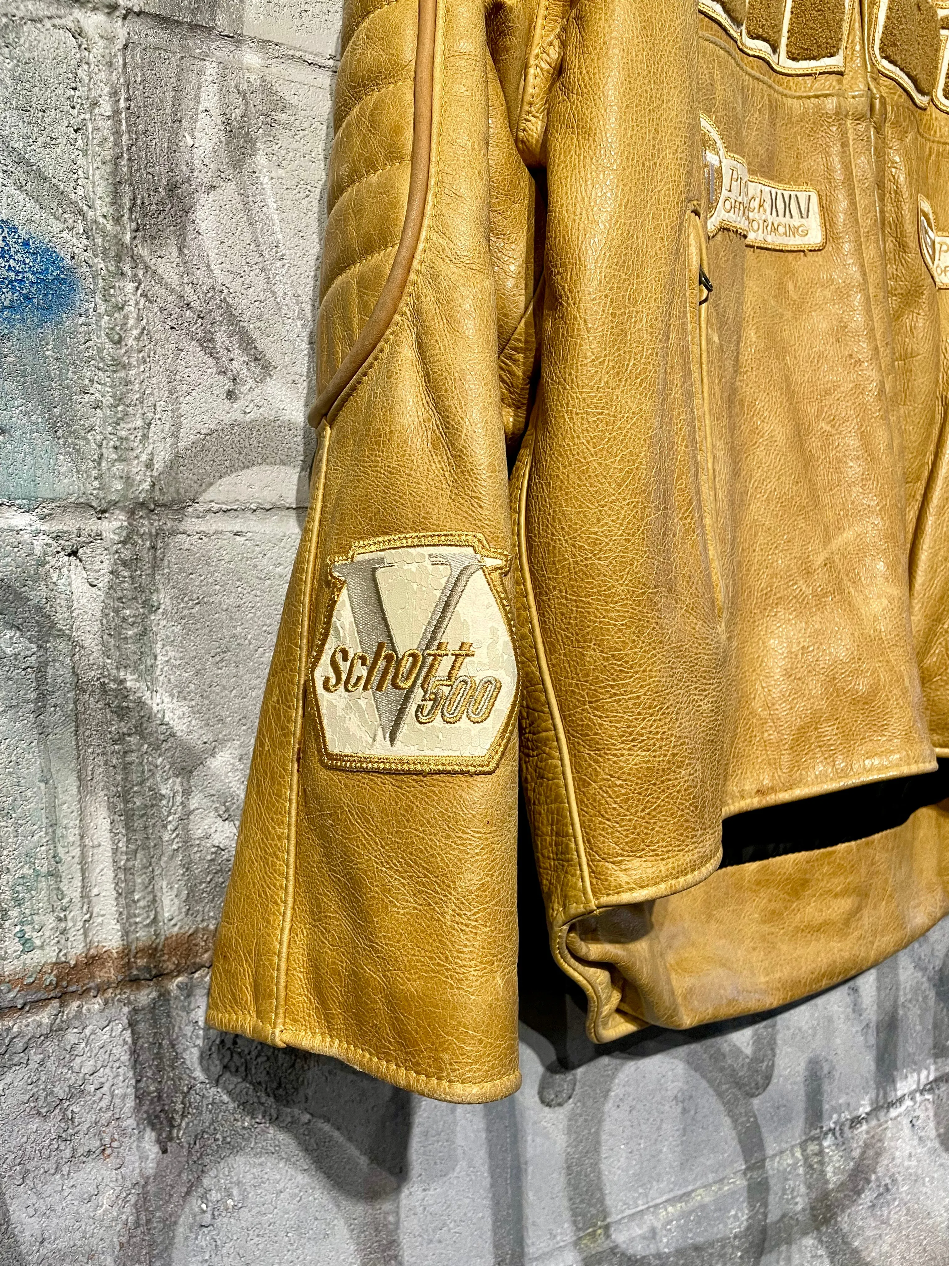 Vintage Schott Formula 1 Tan Leather Jacket