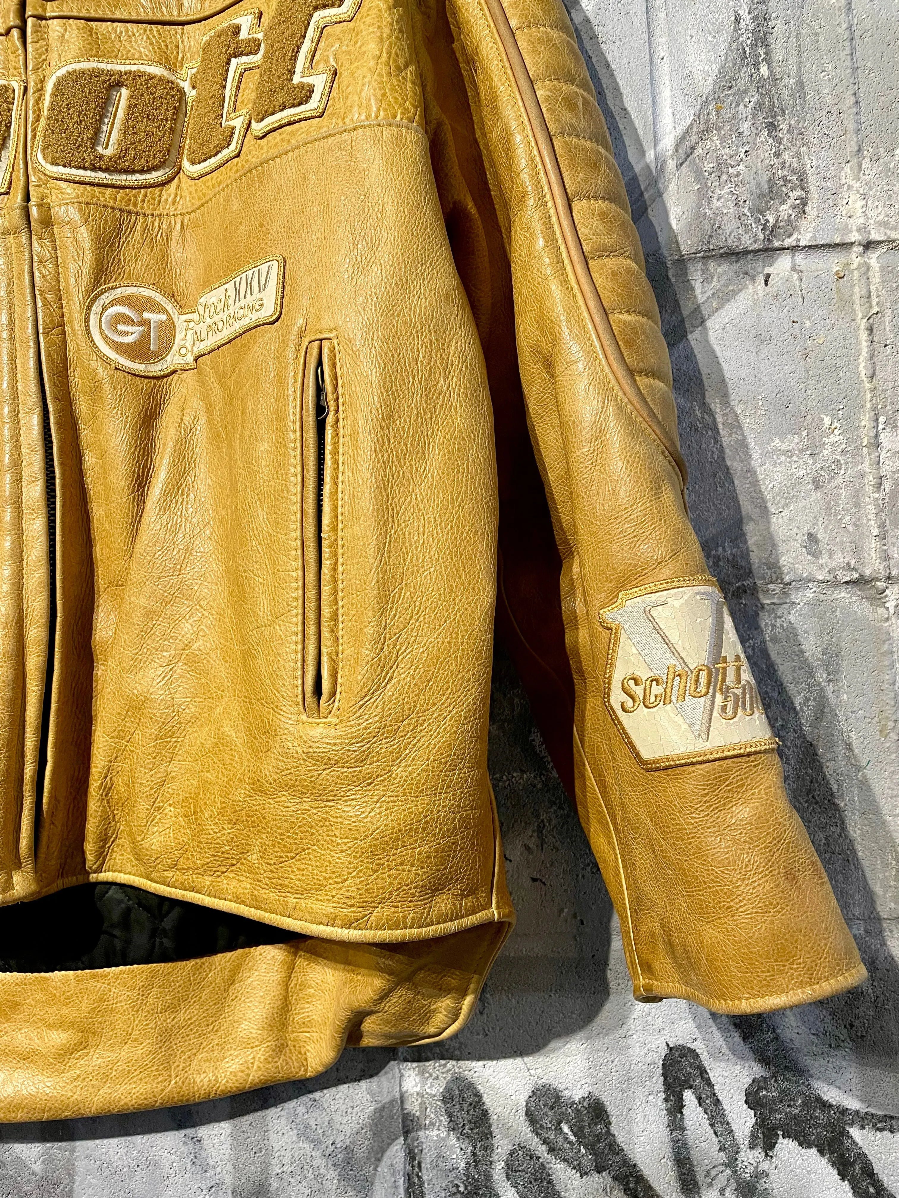 Vintage Schott Formula 1 Tan Leather Jacket