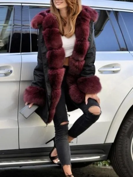 Warm Fur Collar Hoodie Jacket Windbreaker Coat Outwear