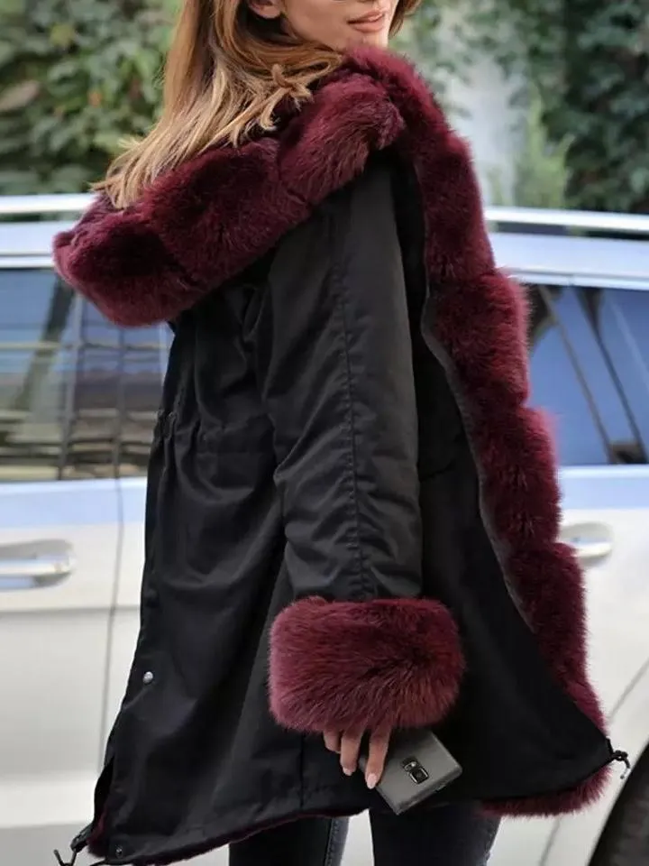 Warm Fur Collar Hoodie Jacket Windbreaker Coat Outwear