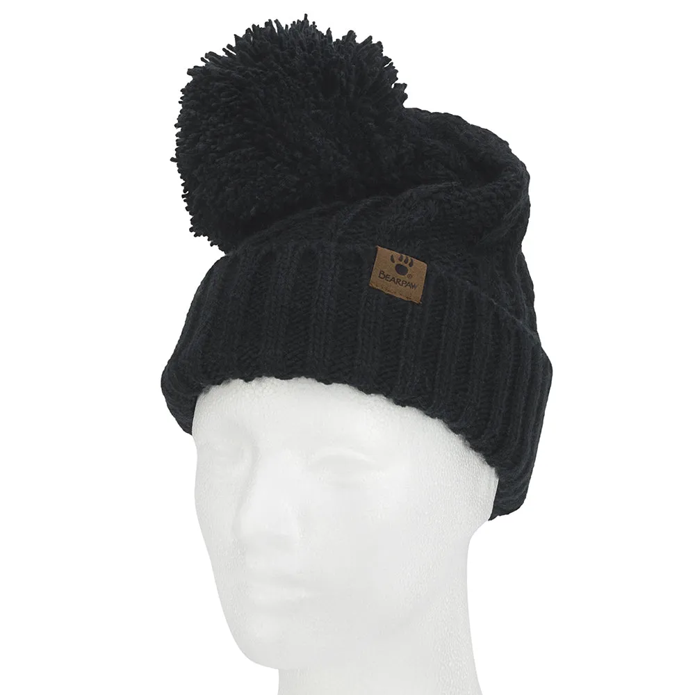 Women's Cable Pom Beanie Knit Hat 11LKR04911