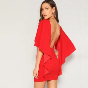 Women's Summer O-Neck Backless Mini Dress