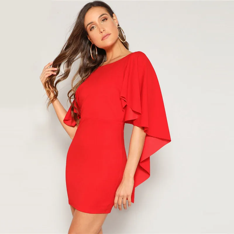 Women's Summer O-Neck Backless Mini Dress