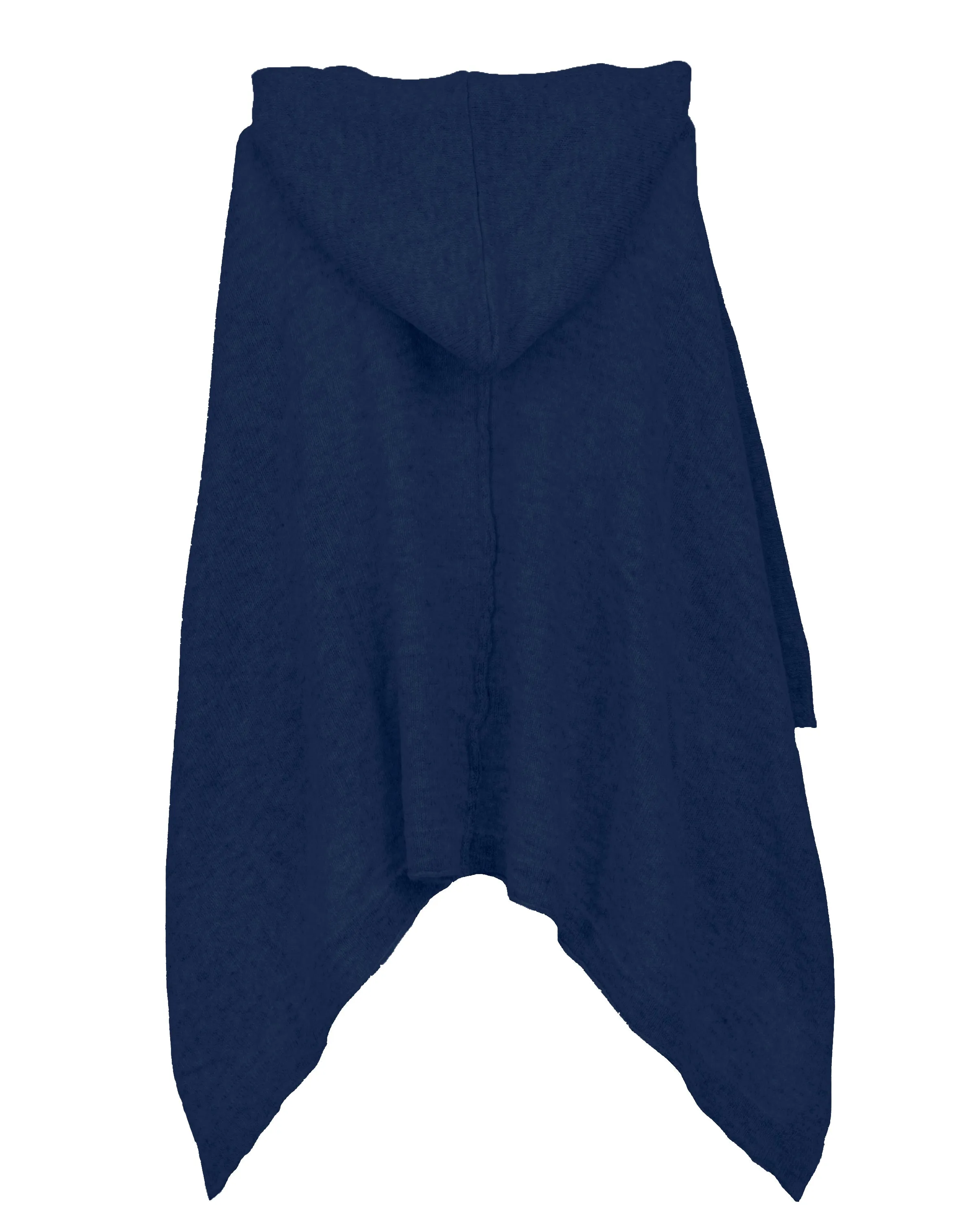 Womens's Cashmere Button Hoodie Poncho Night Blue