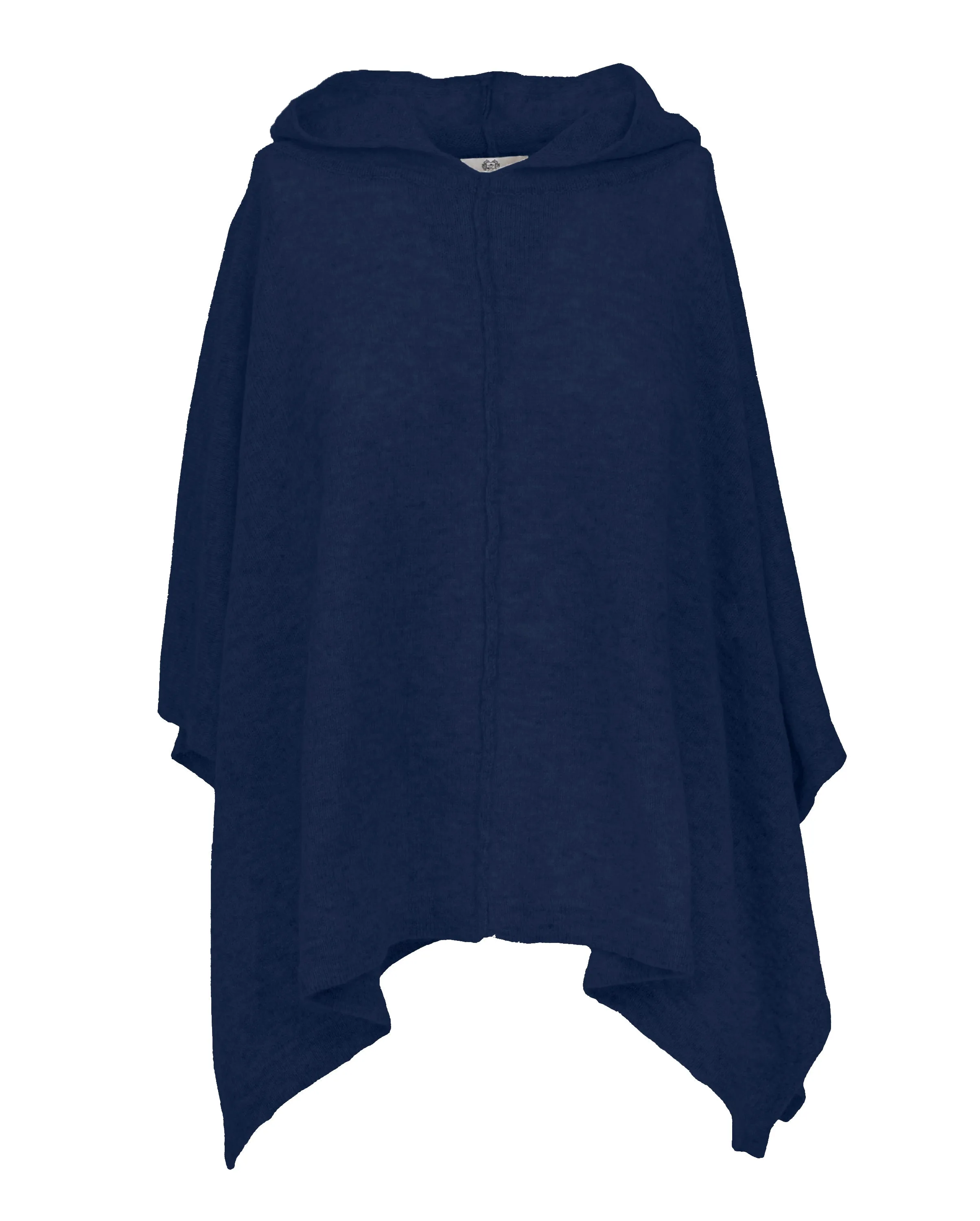 Womens's Cashmere Button Hoodie Poncho Night Blue