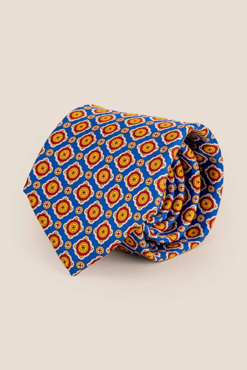 Yellow Geometric Pattern Silk Tie